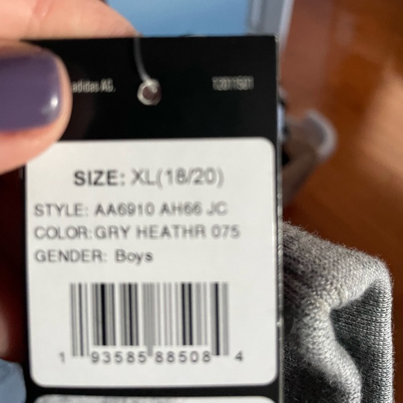 Adidas NEW Youth XL Gray & Black Hoodie - Picture 2 of 2